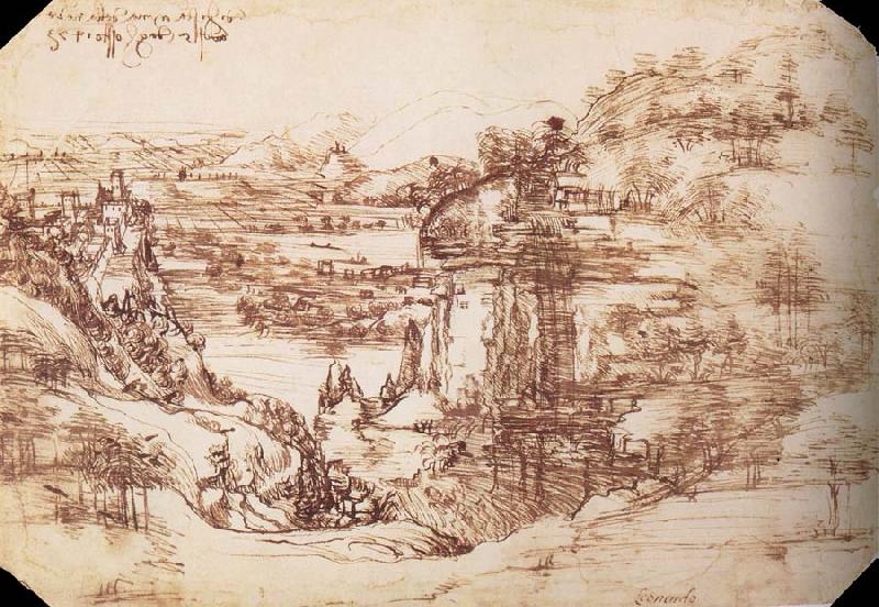 LEONARDO da Vinci Landscape in the Arnotal oil painting image
